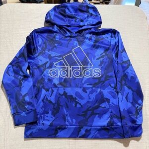 Adidas Kids Blue and Black Camo Hoodie